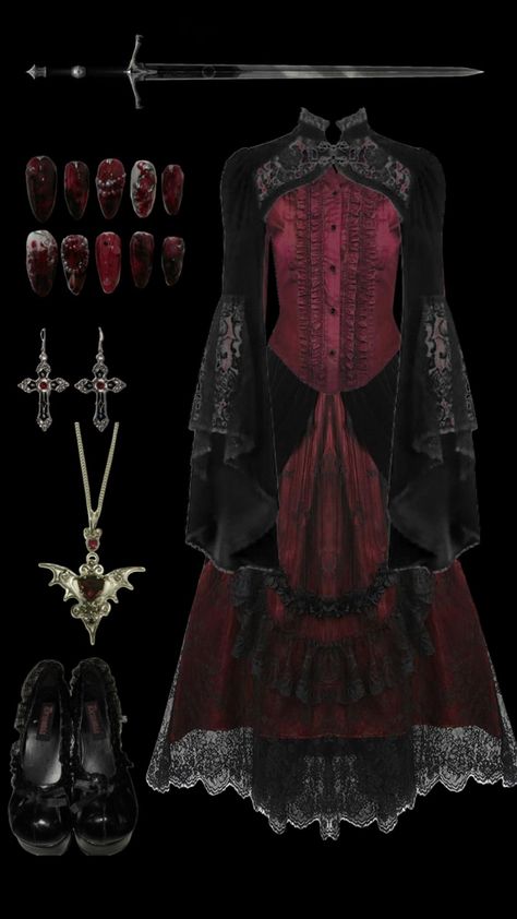 Victorian Goth Aesthetic, Vamp Goth, Vampire Clothes, Romantic Goth, Gothic Dress, Gothic Outfits, Goth Outfits, Ball Gown Dresses, Character Outfits