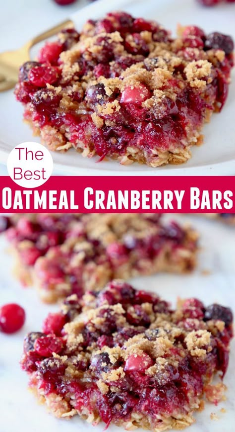 Oatmeal Cranberry Bars Recipe, Cranberry Bars Recipe, Fresh Cranberry Recipes, The Best Oatmeal, Cranberry Bars, Cranberry Dessert, Winter Snack, Medicine Tips, Best Oatmeal