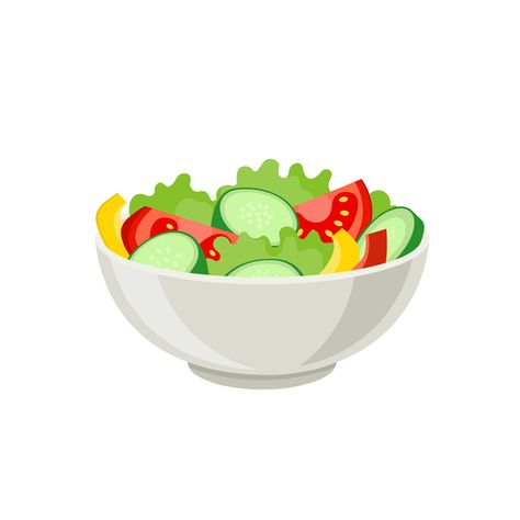 Salad vector illustration Vegetable Salad Drawing, Salad Bowl Drawing, Salad Bowl Illustration, Salad Drawing Easy, Salad Tattoo, Fruit Salad Drawing, Salad Doodle, Salad Cartoon, Salad Logo