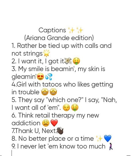 #arianagrandecaptions #arianagrande #captions #7rings #badasscaptions ❤️❤️ Caption For Rings, Ring Captions Instagram, Badass Captions, Lit Captions, Instagram Caption Lyrics, Bad Quotes, Witty Instagram Captions, Short Instagram Captions, Instagram Captions For Selfies