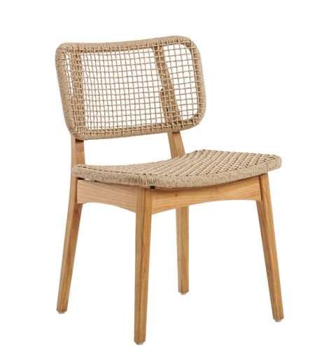 teak and synthetic sisal dining chair Small House Living, Kursi Cafe, Kursi Bar, Rattan Sofa, Dining Sets, Wicker Chair, Outdoor Design, Furniture Collection, Dining Set