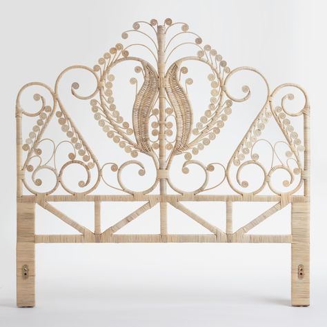 17 Pieces From World Market's Fall 2016 Collection That Will Blow You Away Peacock Bedding, Open Frame Headboard, Furniture Rattan, Wicker Headboard, Rattan Headboard, Queen Size Headboard, Cane Furniture, King Size Headboard, Wicker Decor