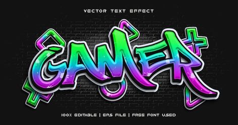 Gamer text, graffiti editable text effec... | Premium Vector Free Graffiti Fonts, Bubble Alphabet, Alphabet Graffiti, Graffiti Spray Paint, Game Font, Comic Font, Calligraphy Set, Graffiti Logo, Graffiti Words