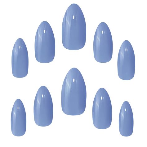 We can't think of anything we love more than doublin' Up our denim with 'dusky denim'. These blue nails in our infamous stiletto shape are legendary in their own right. #nailart #naildesign #naildesignideas Nails Metallic Pink, Kiss Nails Kit, Blue Summer Nails, Nails Star, Chrome Nail Art, Star Nail Art, Kiss Nails, Almond Shape, Metallic Nails