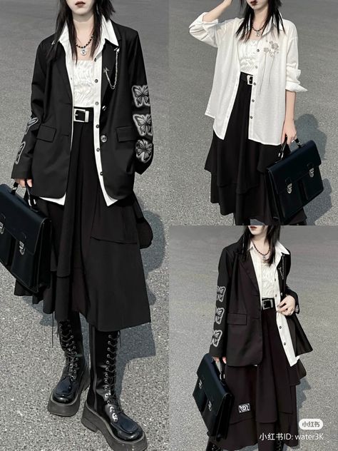 Vkei Outfits Casual, Korean Punk Fashion, Alternative Outfits, Looks Style, Japanese Fashion, Look Fashion, Diy Clothes, Aesthetic Clothes, Pretty Outfits