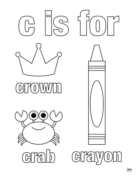 Letter C Coloring Pages Free Printables, Letter C Preschool Crafts, Letter C For Preschool, Letter C Preschool Activities, C Crafts Preschool, Letter C Activities For Toddlers, Letter C Crafts For Toddlers, C Is For, C Worksheets Preschool