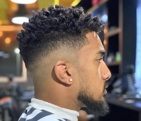 African American Men Haircut, Mid Afro Hairstyles, Curly Fringe Men, Drop Fade Haircut Black Men, Black Male Haircuts, Haircut For Men Fade, Frohawk Fade, Black Man Haircut Fade, Men Haircut Undercut