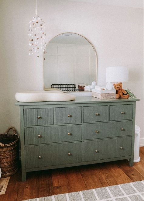 Nursery Change Table, Nursery Dresser Decor, Ikea Dresser Makeover, Changing Dresser, Ikea Chest Of Drawers, Ikea Baby, Nursery Changing Table, Ikea Nursery, Change Table