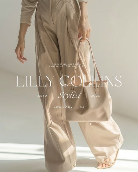 Fashionable, elegant brand identity design for Lilly Collins. A stylist from New York that elevates women style and confidence. 🤍 At Designs by Gabi, we create bespoke, delightful, memorable visual identity designs that truly represent your business values and connect with high-end customers. If you're ready to LEVEL UP inquiry from the link in bio! Let's create a brand identity you'll be proud of! . . . #fashion #stylist #logoinspiration #fashionlogo #logodesigninspiration #styleblogger ... Vintage Fashion Branding, High End Fashion Branding, Fashion Stylist Logo, Elegant Brand Identity, Stylist Branding, Business Values, Creative Business Logo, Brand Stylist, Create A Brand