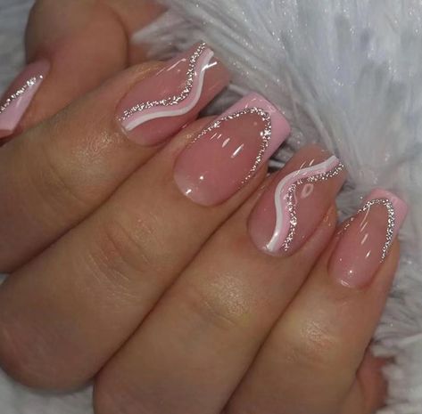 Gel Nail Designs Lavender, Grad Party Nails, Duo Nail Ideas, Summer Graduation Nails, June Birthday Nails, Square Gel Nails, Pink Tip Nails, Girls Nail Designs, Ideas For Nails