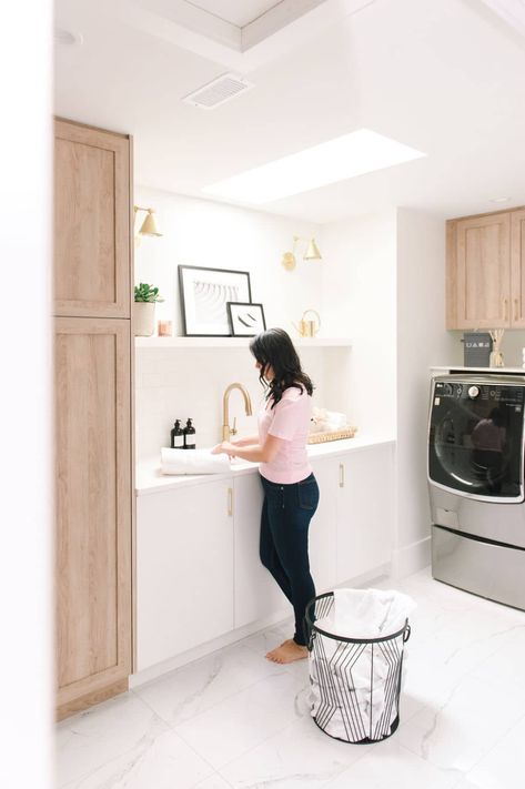 Laundry Inspiration, Ikea Laundry, Ikea Sektion, Perfect Laundry Room, Home Laundry Room, Ikea Kitchen Cabinets, Mdf Panel, Laundry Design, Chris Loves Julia