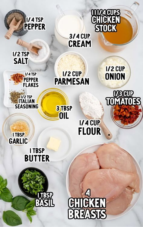 Marry Me Chicken raw ingredients that are labeled Summer Dinners Healthy, Aesthetics Hairstyles, Pasta Summer, Marry Me Chicken Recipe, Dinners Healthy, Diy Foods, Marry Me Chicken, Sunday Reset, Summer Aesthetics