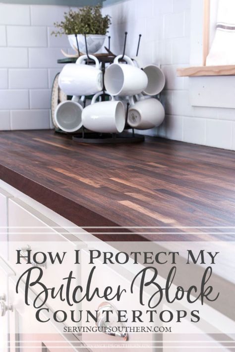 White Cabinets Butcher Block Countertops Black Appliances, Butcher Block Countertops Bathroom, Affordable Countertop Ideas, Butcher Block Bathroom Counter, Wood Kitchen Countertops, Butcherblock Countertops, Butcher Block Countertops Kitchen, Kitchen Butcher Block, Kitchen Countertop Ideas