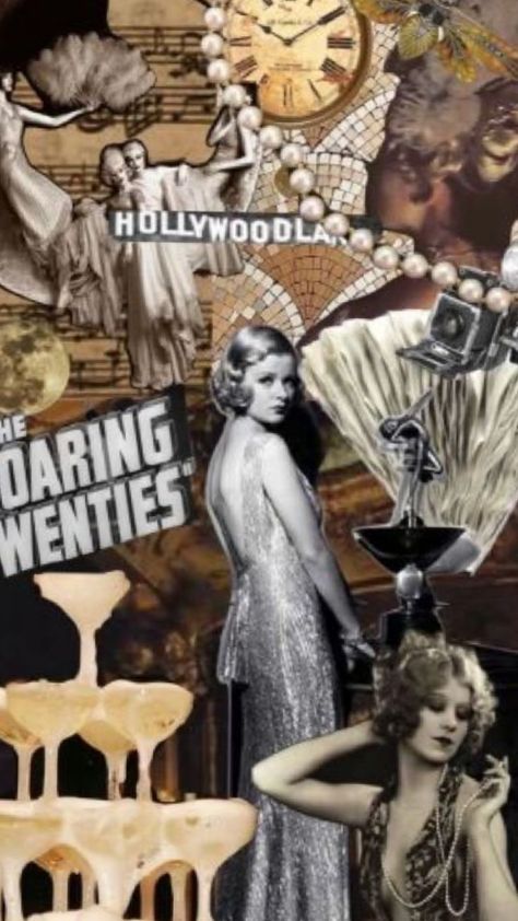 1920s Fashion Moodboard, Flappers Aesthetic, 30s Aesthetic Fashion, 1920s Collage, 1920s Moodboard, The Roaring 20s Aesthetic, Great Gatsby Wallpaper, Flapper Aesthetic, 1920 Aesthetic