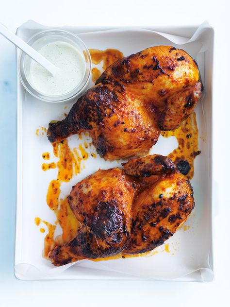 harissa roast chicken with minted yoghurt - Donna Hay Lemon Chicken Piccata, Donna Hay Recipes, Harissa Chicken, Donna Hay, Baking Mixes, Roast Chicken, Poultry Recipes, Meat Dishes, Savoury Dishes