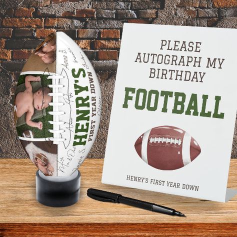 1st Birthday Keepsake, Football Theme Birthday, Football First Birthday, Baby First Birthday Themes, Birthday Football, Football Spirit, Boys First Birthday Party Ideas, Boys 1st Birthday Party Ideas, Baby Luna