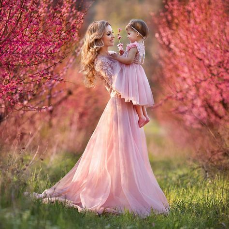 Mom And Daughter Princess Photoshoot, Pins Photography, Almond Orchard, Mom Daughter Photography, Mommy Daughter Photography, Mom Daughter Photos, Mommy Daughter Dresses, Princess Photo Shoot, Mommy Daughter Pictures