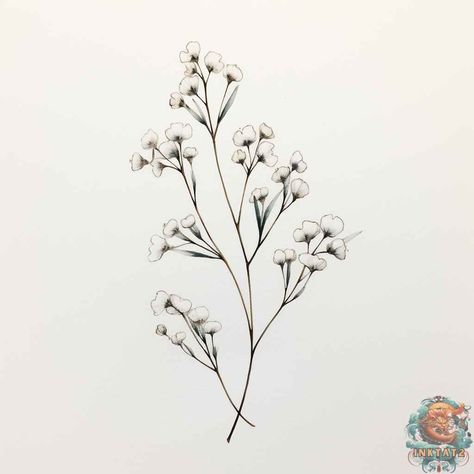 The Meaning Behind the Forever Blooming Beauty: Exploring the Baby’s Breath Tattoo: 49 Designs - inktat2.com Babys Breath Drawings, Baby’s Breath Drawing, Baby Breath Drawing, Baby Breath Flower Tattoo, Baby’s Breath Flowers, Gypsophila Drawing, Baby's Breath Drawing, Baby Breath Tattoo, Headboard Painting