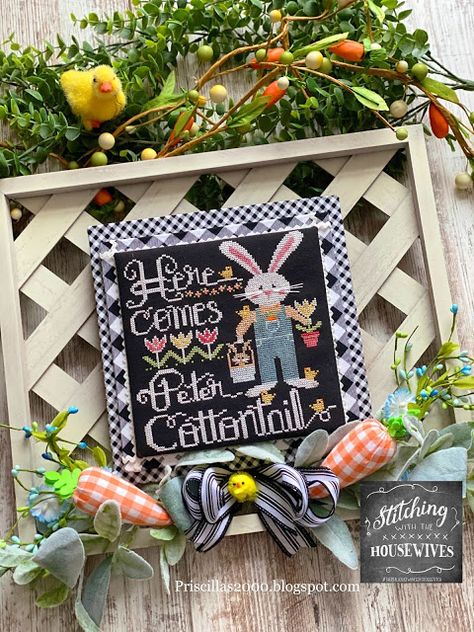 Stitching With The Housewives, Easter Chalkboard, Onion Skin, Book Page Wreath, Here Comes Peter Cottontail, Needlework Shops, Peter Cottontail, Diy Chalkboard, Fat Quarter Shop