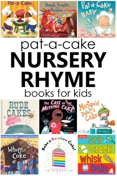 Preschool Nursery Rhyme Theme, Nursery Rhyme Cake, Pat A Cake Nursery Rhyme, Nursery Rhyme Books Preschool, Nursery Rhyme Books, Preschool Teacher Tips, Preschool Jobs, Rhyming Preschool, Preschool Theme Activities