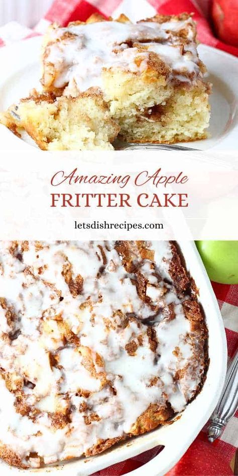 Apple Fritter Cake Apple Fritter Cake Recipe By Rosie, Apple Fritter Dessert, Fresh Apple Pound Cake Recipe, Easy French Apple Cake, Cinnamon Apple Fritter Cake, Apple Crisp Coffee Cake Recipes, Canned Apples Recipes Desserts, Butterscotch Apple Cake, Apple Strudel Cake Recipe