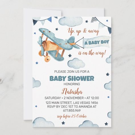 Airplane Baby Shower, Airplane Baby, Create Your Own Invitations, Baby Shower Invitation, Shower Invitation, Shower Invitations, Baby Shower Invitations, Wedding Stationery, Save Money