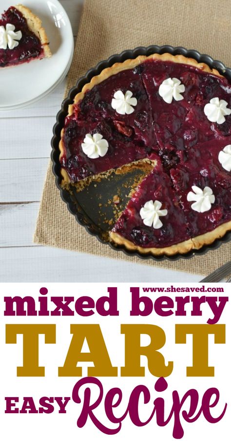 This Easy Mixed Berry Tart Recipe is the perfect dessert for just about any occasion and a great way to use up summer berries. Pretty as a simple holiday dessert, this berry recipe also works great for large groups since it's so affordable and easy to make! Berry Tart Recipe, How To Make Tart, Easy Impressive Dessert, Easy Tart Recipes, Fruit Tart Recipe, Easy Holiday Desserts, Tart Filling, Berry Tart, Berry Compote