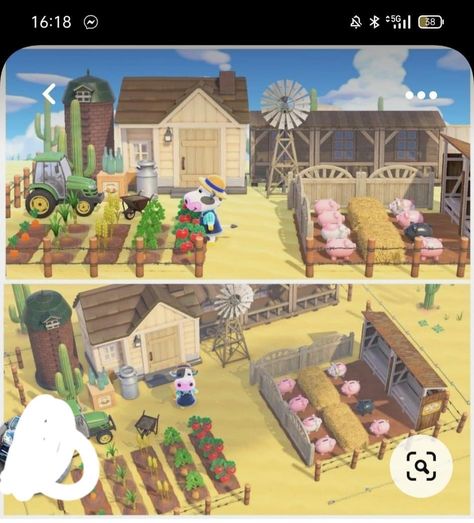 Acnh Farm Design, Acnh Farm Ideas, Animal Crossing Happy Home Paradise, Acnh Diy, Acnh Farm, Acnh Summer, Acnh Spring, Happy Home Paradise, Farm Town