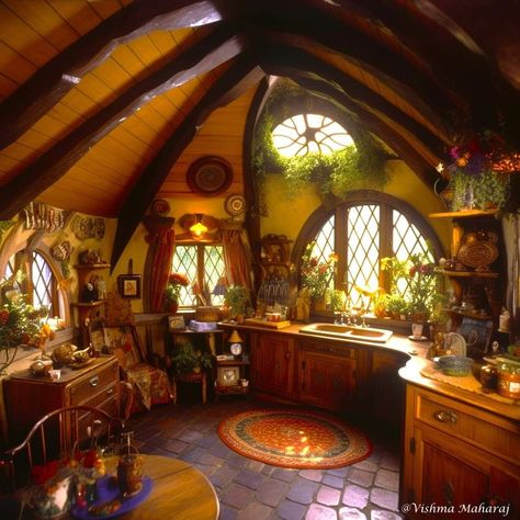 Hobbit House Interior Design, Rivendell Inspired Home, Hobbit Core House, Fairy Home Interior, Fairytale Cottage Decor, Hobbit Core Decor, Hobit Houses Aesthetic, Inside Hobbit House, Hobbit Interior Design