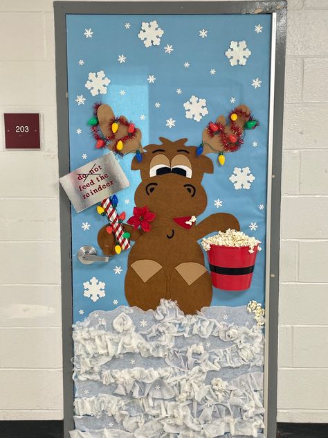 Dont feed the reindeer- Door decorating contest- christmas - holiday Christmas Door Decorating Contest For Nursing Home, Reindeer Games Door Decorations, Pe Christmas Door Decorations, Christmas Locker Decorating Contest, Rudolph The Red Nosed Reindeer Door Decoration, School Christmas Door Contest, Christmas Door Decorating Contest Office Funny Hilarious, Classroom Christmas Door Contest, 3d Christmas Door Decorating Contest