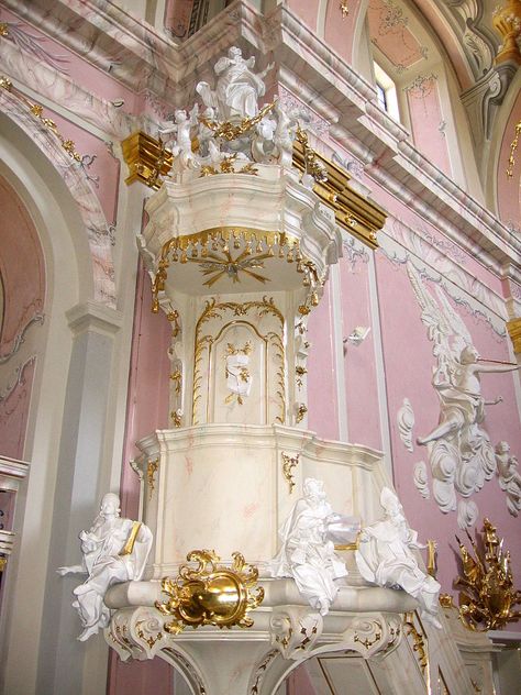 Pink Church Aesthetic, Pink Castle Aesthetic, Pink Architecture, Pink Church, Most Beautiful Churches, Rococo Aesthetic, Royal Pink, Royal Core, Pink Castle