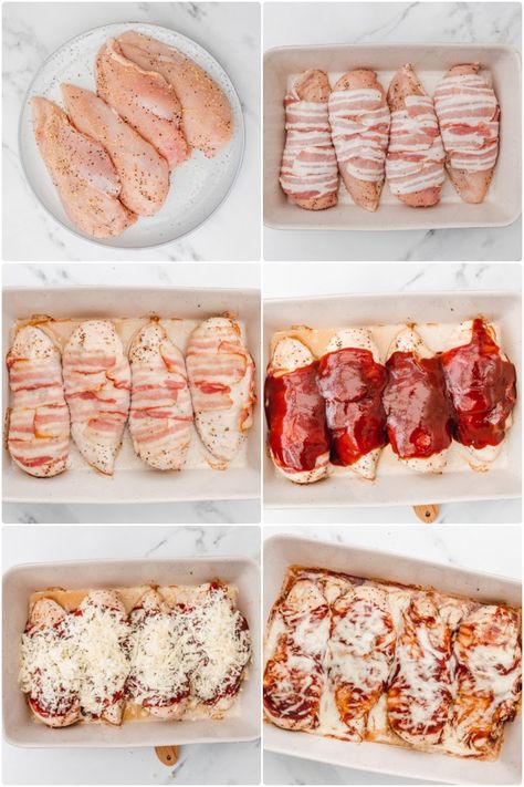 Hunters Chicken Recipe, Dutch Oven Chicken Breast, Chicken Breast Recipes Dinners, Chicken Breast Oven, Bacon Wrapped Chicken Breast, Hunters Chicken, Chicken Boneless Breast Recipes, Baked Pesto Chicken, Chicken Mushroom Recipes