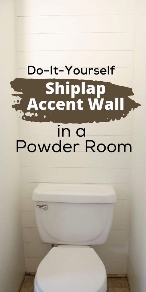 Powder Room Shiplap Accent Wall, Shiplap Accent Wall Bathroom, Bathroom With Shiplap Accent Wall, Small Bathroom Wall Ideas, Powder Room Accent Wall Ideas, Shiplap Bathroom Accent Wall, Bilevel Remodel, Diy Powder Room Makeover, Accent Wall In Bathroom