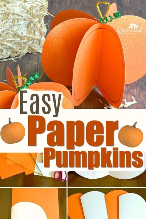 Pumpkin Craft For Kids, Paper Pumpkin Craft, Harvest Crafts, Pumpkin Craft, Paper Pumpkins, Pumpkin Activities, October Crafts, Crafts Preschool, Easy Fall Crafts