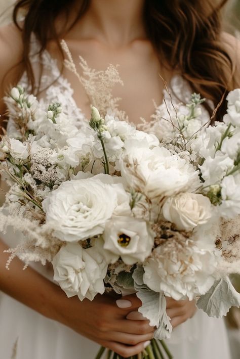 38+ Timeless White Wedding Bouquets for Every Bride Timeless White Wedding, Fall Flower Wedding Bouquets, Wildflower Bridal Bouquets, White Peonies Bouquet, White Rose Wedding Bouquet, White Bouquets, Elegant Wedding Bouquets, Wildflower Wedding Bouquet, Gorgeous Wedding Bouquet