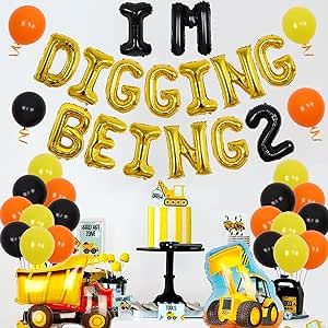 Vehicles 2nd Birthday Party, Rubble Themed Birthday Party, Construction Theme Second Birthday, Truck Bday Party Ideas, Truck Theme 3rd Birthday Party, 2 Year Birthday Theme Boy Construction, Excavator 2nd Birthday Party, Construction Themed First Birthday, 2nd Boys Birthday Party Ideas