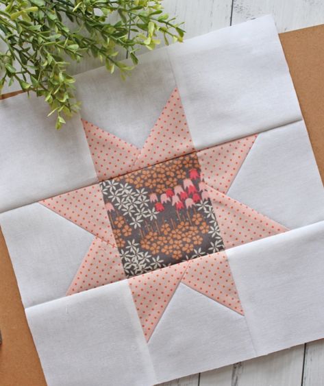 Sawtooth Star Quilt Block Tutorial, Simple Star Quilt Blocks, Nine Patch Star Quilt Patterns, 9 Patch Star Quilt Blocks, Floating Star Quilt Block Pattern, Quilt Star Patterns Free, Simple Star Quilt Block, Easy Christmas Quilt Blocks Free Pattern, Star Block Quilt Patterns