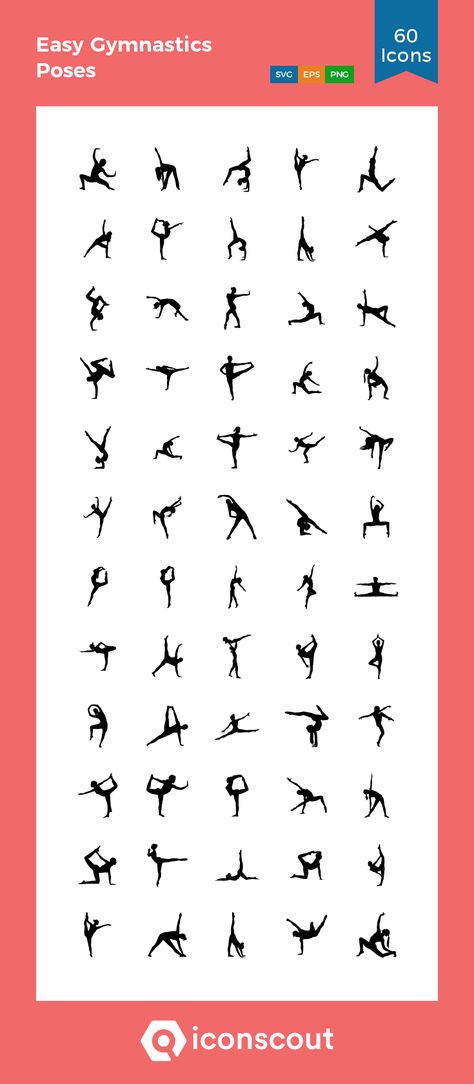 Easy Gymnastics Poses  Icon Pack - 60 Glyph Icons Rhythmic Gymnastics Exercises, Rhythmic Gymnastics Training Stretching, Gymnastics Poses Easy, Rhythmic Gymnastics Stretching, Easy Contortion Poses, Acrobatics Poses, Acrobatic Gymnastics Poses, Gymnast Poses, Acrobatic Poses