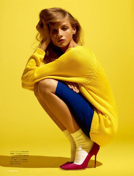 PlasticFantastic inspires Spring Summer 2013 - Anna Selezneva by David Vasiljevic for Numéro Tokyo March 2011 Pose Mode, Anna Selezneva, Model Pose, Sunshine Yellow, Wildfox Couture, Yellow Fashion, Mellow Yellow, Strike A Pose, Mode Vintage