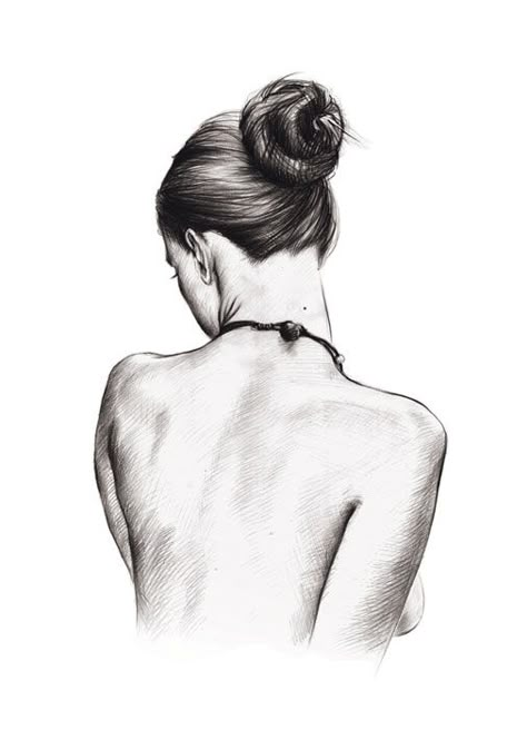 Female Back Drawing, Back Drawing, Woman's Back, Abstract Pencil Drawings, Art Drawings Sketches Pencil, Beauty Art Drawings, Female Art Painting, Portrait Sketches