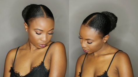 Work Hairstyles Black Hair, 4c Sleek Bun, Bun On Short Natural Hair, Ponytails Ideas, Natural Bun Hairstyles, Natural Hair Ponytail, Short Relaxed Hairstyles, Short Natural Hair, Natural Hair Bun Styles