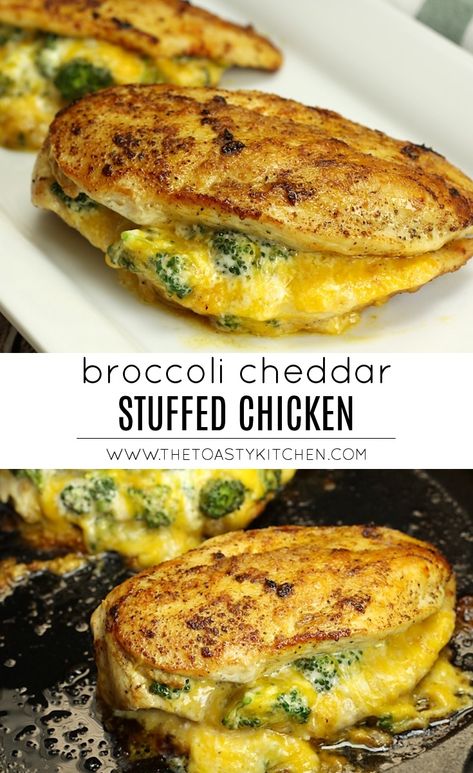 Broccoli Cheddar Stuffed Chicken by The Toasty Kitchen #broccolicheddar #broccoli #cheddar #cheese #chicken #entree #dinner #easydinner #dinnerrecipe #recipe #cheese Dinner Recipes Roast, Broccoli Cheddar Stuffed Chicken, Broccoli Stuffed Chicken Breast, Recipes Vegetarian Dinner, Roast Dinner Recipes, Chicken And Cheese Recipes, Chicken Entree, Butterflied Chicken, Indian Dinner Recipes