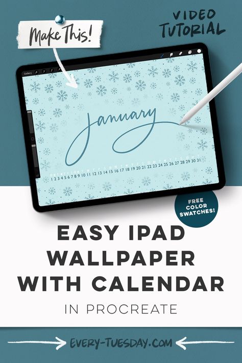 Procreate Lettering, Letter Of The Week, Calendar Date, Guided Drawing, Procreate App, Snowflake Pattern, Ipad Wallpaper, New Wallpaper, Color Swatches