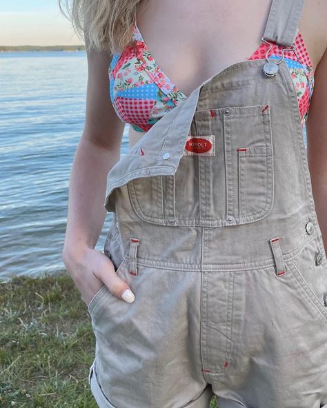 Bright Summer Outfits Aesthetic, Summer Overalls Outfit, Amazon Overalls, Summer Overall Outfits, Revolt Overalls, Overalls Outfit Summer, Overalls Y2k, Summer Overalls, Lake Day