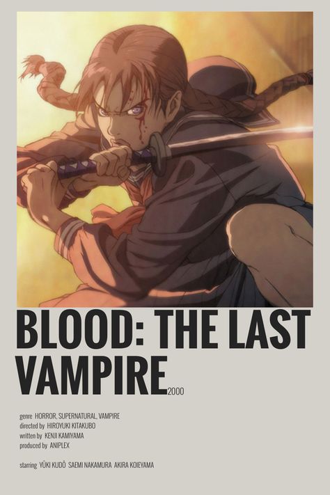 Vampire Animes, Blood The Last Vampire, Minimalist Anime Poster, Anime Blood, Anime Pinterest, Minimalist Anime, Vampire Anime, Blood C, Anime Shorts