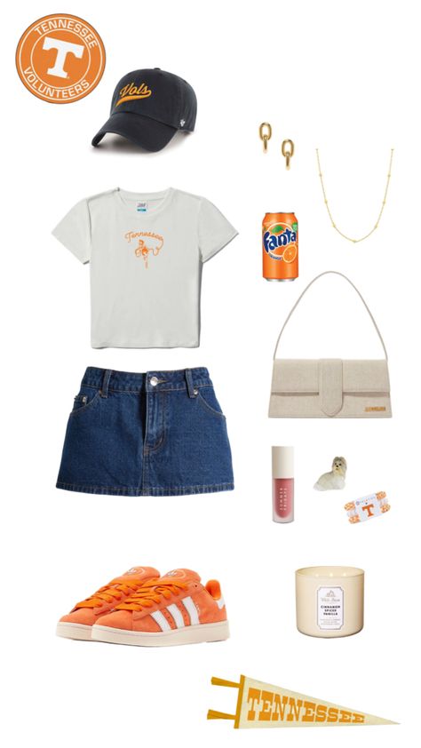 UTK university of Tennessee Knoxville gameday outfit college football aesthetic orange SEC tailgate Sec Tailgate, College Football Aesthetic, Gameday Outfit College, Tennessee Fashion, University Of Tennessee Knoxville, Tailgate Clothes, Football Tailgate Outfit, Tennessee Knoxville, Football Aesthetic