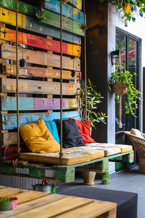 "Get creative with DIY Pallet Projects! 🛠️🌿 Transform simple wooden pallets into stunning furniture and decor pieces for your home and garden. Build unique coffee tables, planters, shelves, and more with budget-friendly materials. Embrace the satisfaction of crafting your own stylish and functional items. Discover endless possibilities with DIY pallet projects and add a personal touch to your space! ✨🔨 #DIYPalletProjects #CreativeCrafts #UpcycledDecor" Wood Pallet Chair, Creative Pallet Ideas, Pallet Outdoor Furniture Diy, Painted Pallets For Outside, Pallet Ideas For Kids, Portuguese Villa, Pallet Inspiration, Wooden Pallet Ideas, Pallet Wood Projects