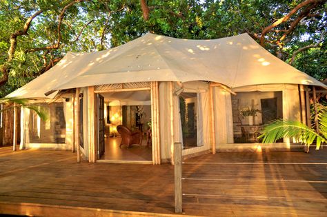 How about a top-end luxury tent-house? Yes we have it on Espiritu Santo. Hidden Cove Eco Retreat. Auto Camping, Tent Living, Lakefront Property, Family Tent Camping, Cabin Tent, Safari Tent, Cool Tents, Canvas Tent, Luxury Tents