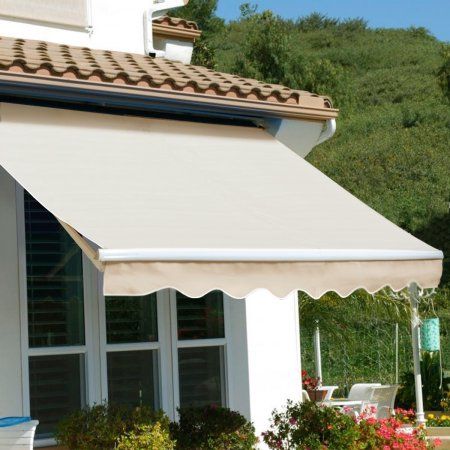 8'x6' Manual Retractable Patio Awning Outdoor Sun Shade Canopy, Tan Image 2 of 2 Pergola Shade Diy, Residential Awnings, House Awnings, Patio Sun Shades, Sun Shade Canopy, Pergola Lighting, Wood Pergola, Aluminum Pergola, Outdoor Sun Shade