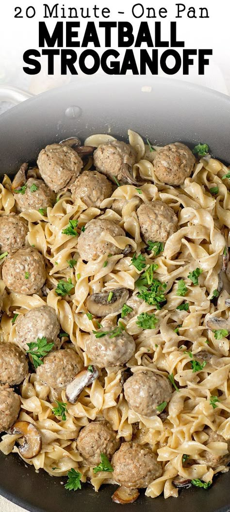 Turkey Meatball Stroganoff, Meatball Stroganoff Recipe, Beef Stroganoff Meatballs, Meatball Stroganoff, Meatball Dinner, Beef Stroganoff Easy, Meatball Recipes Easy, Food Meat, Meatballs Easy